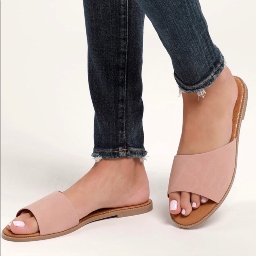 Blush Pink Flat Slip On Casual Sandals - Picture 3 of 3